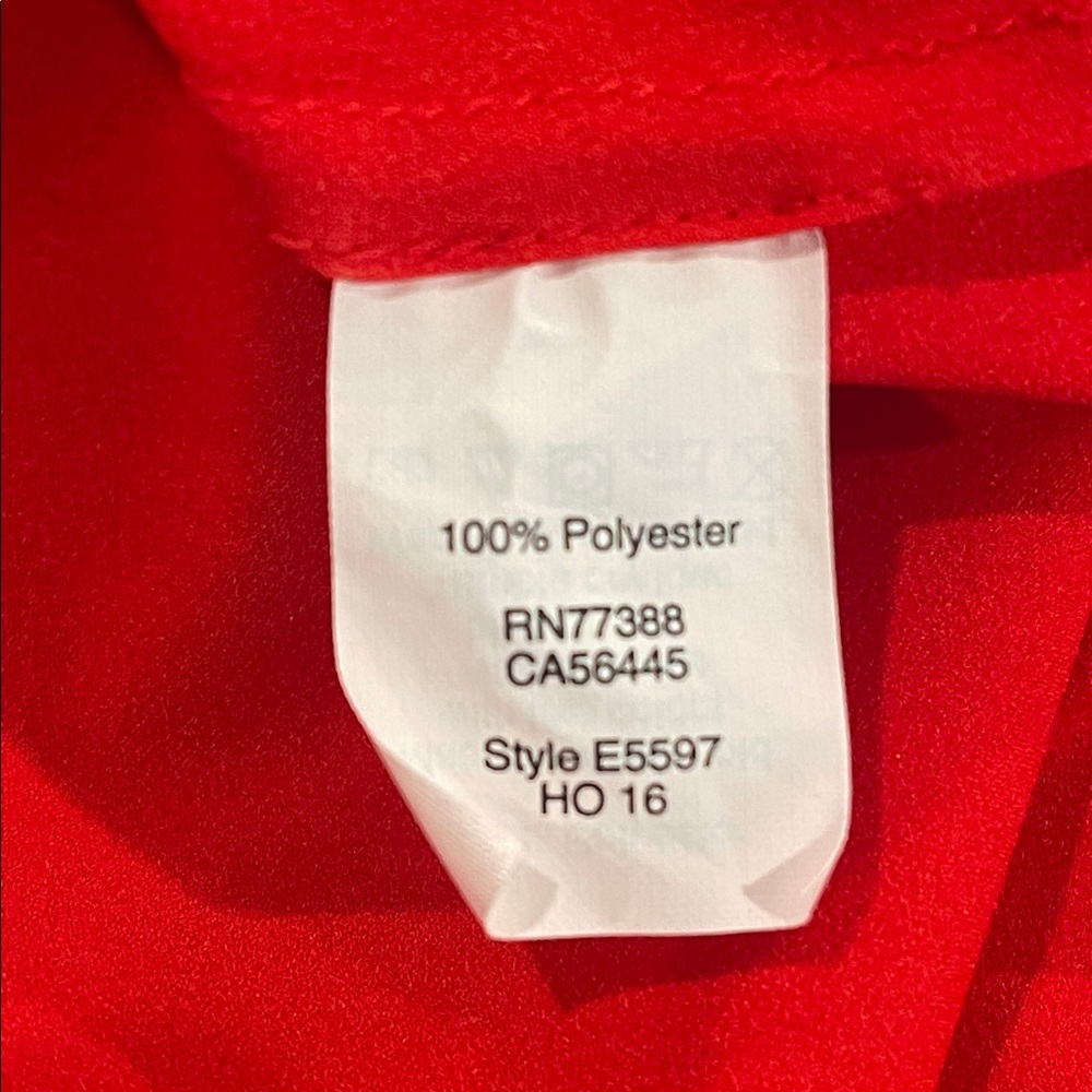 J.Crew Pleated Red Tuxedo Blouse Size L - Picture 8 of 8